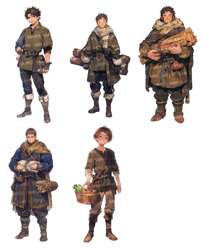 【立ち絵30点】ファンタジー(村人)|男性(png)