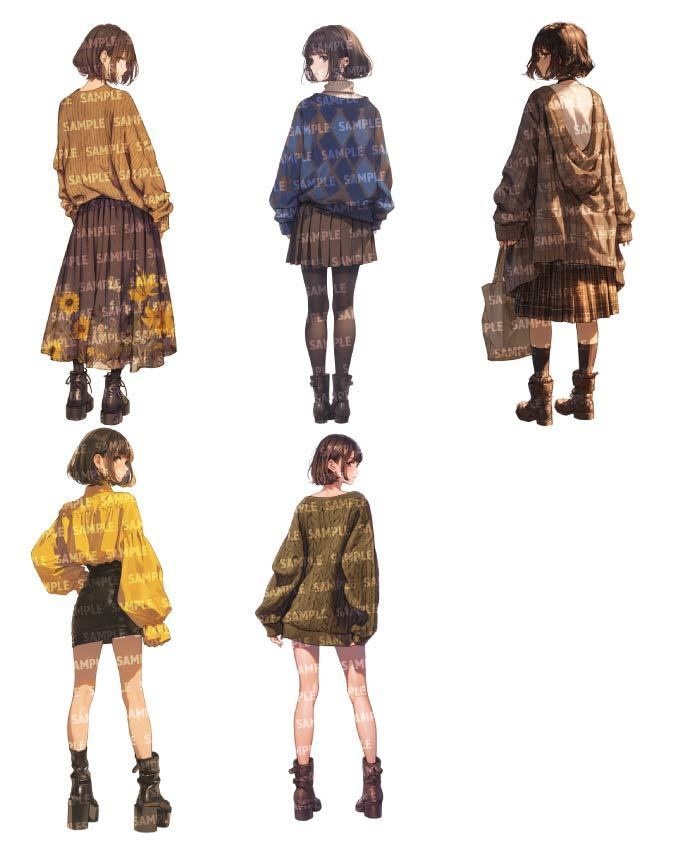 【立ち絵40点】後ろ姿|女性(png)
