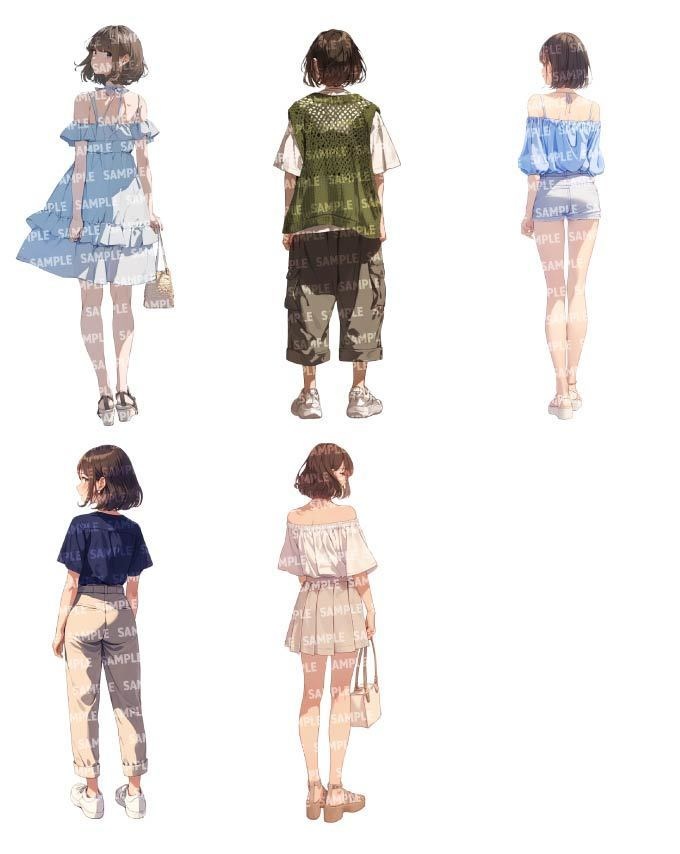 【立ち絵40点】後ろ姿|女性(png)