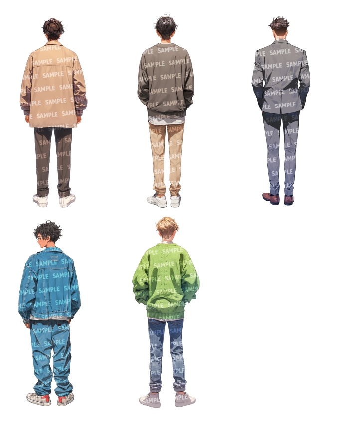 【立ち絵40点】後ろ姿|男性(png)