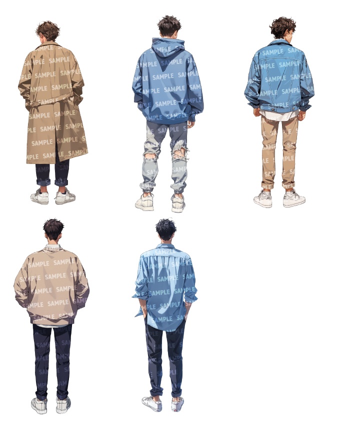 【立ち絵40点】後ろ姿|男性(png)