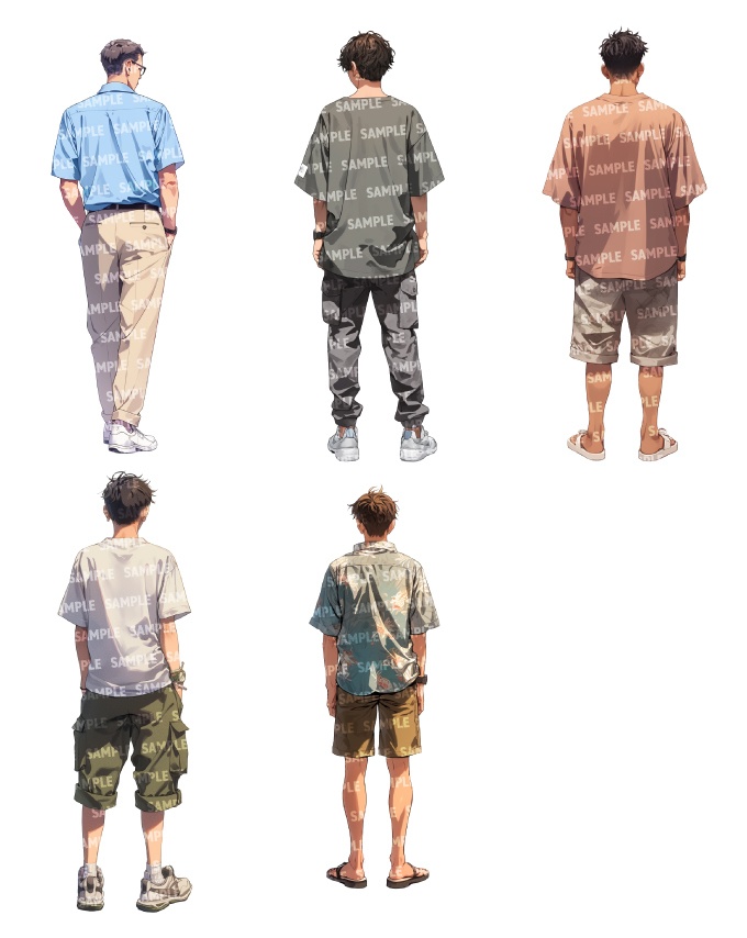 【立ち絵40点】後ろ姿|男性(png)