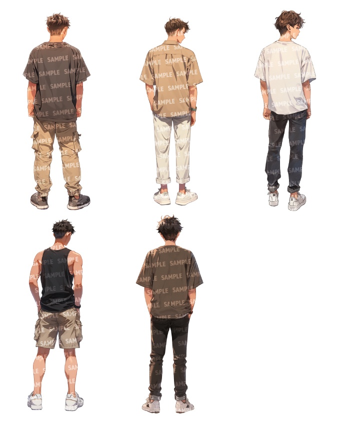 【立ち絵40点】後ろ姿|男性(png)