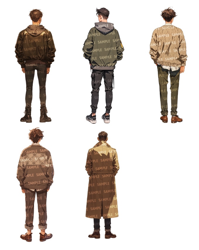 【立ち絵40点】後ろ姿|男性(png)