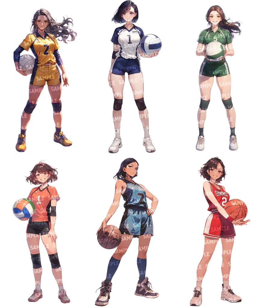 【立ち絵60点】スポーツ|女性/差分あり(png)