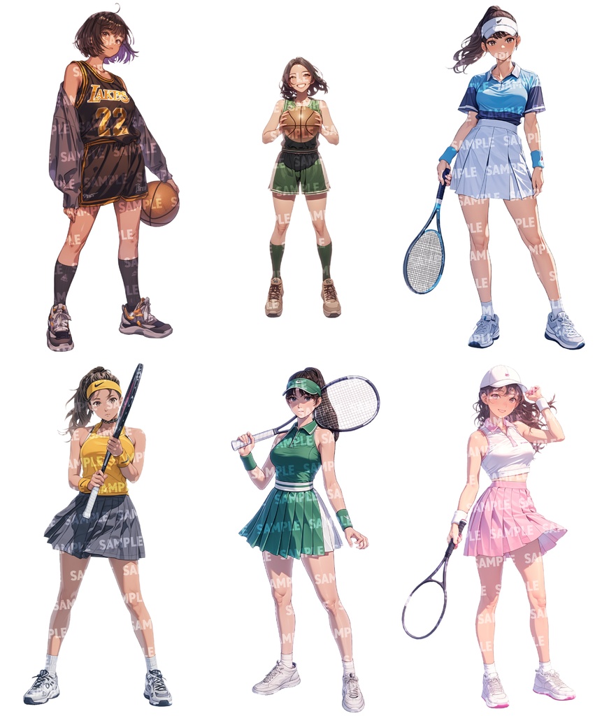 【立ち絵60点】スポーツ|女性/差分あり(png)