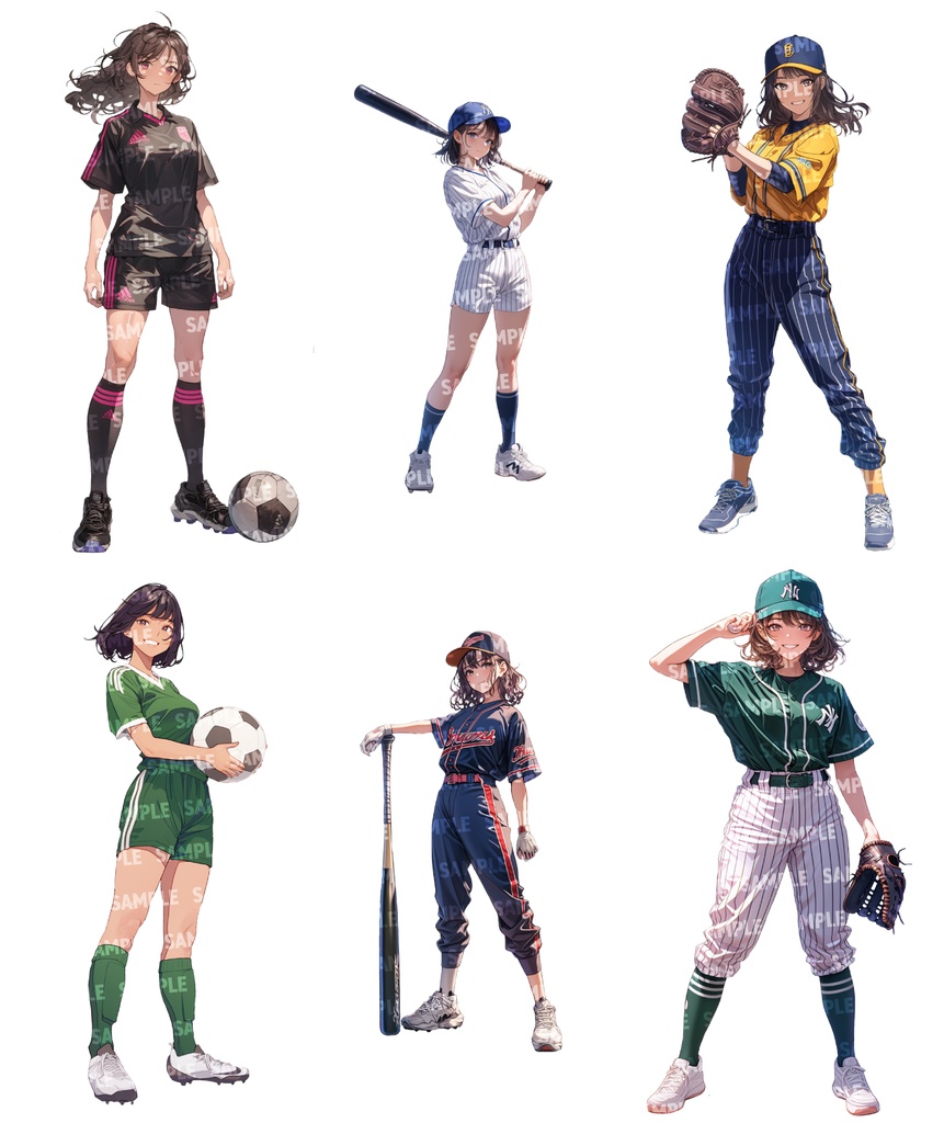 【立ち絵60点】スポーツ|女性/差分あり(png)
