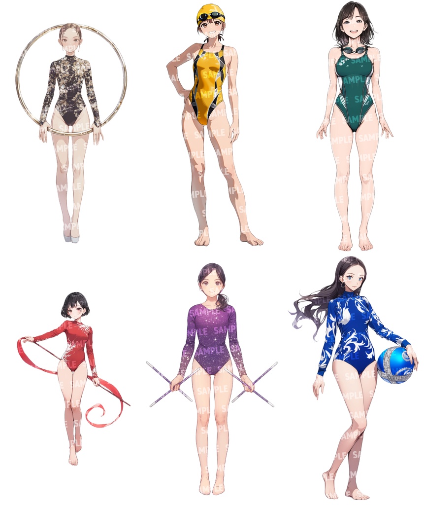 【立ち絵60点】スポーツ|女性/差分あり(png)