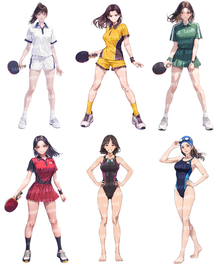 【立ち絵60点】スポーツ|女性/差分あり(png)