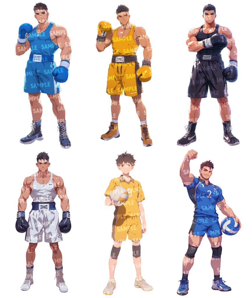 【立ち絵60点】スポーツ|男性/差分あり(png)