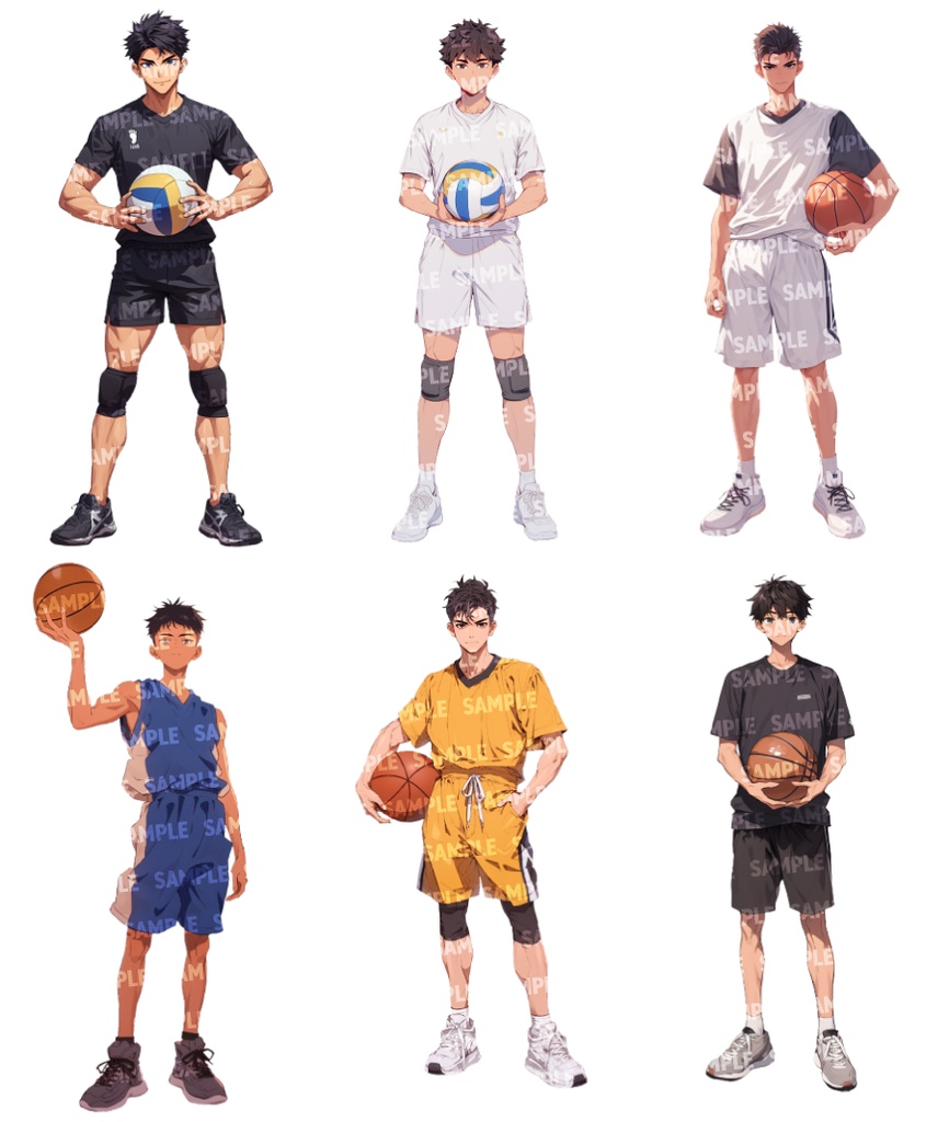 【立ち絵60点】スポーツ|男性/差分あり(png)