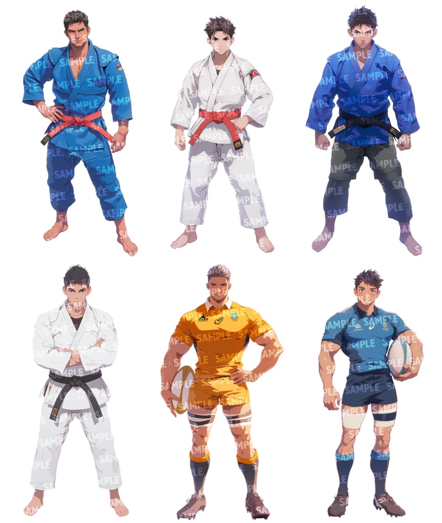 【立ち絵60点】スポーツ|男性/差分あり(png)