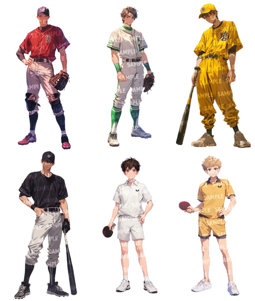 【立ち絵60点】スポーツ|男性/差分あり(png)
