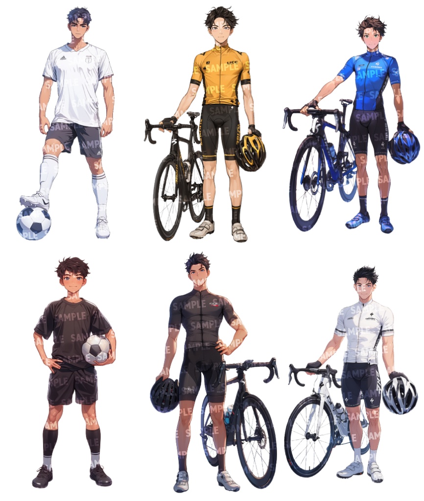 【立ち絵60点】スポーツ|男性/差分あり(png)