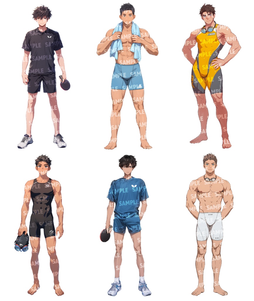【立ち絵60点】スポーツ|男性/差分あり(png)