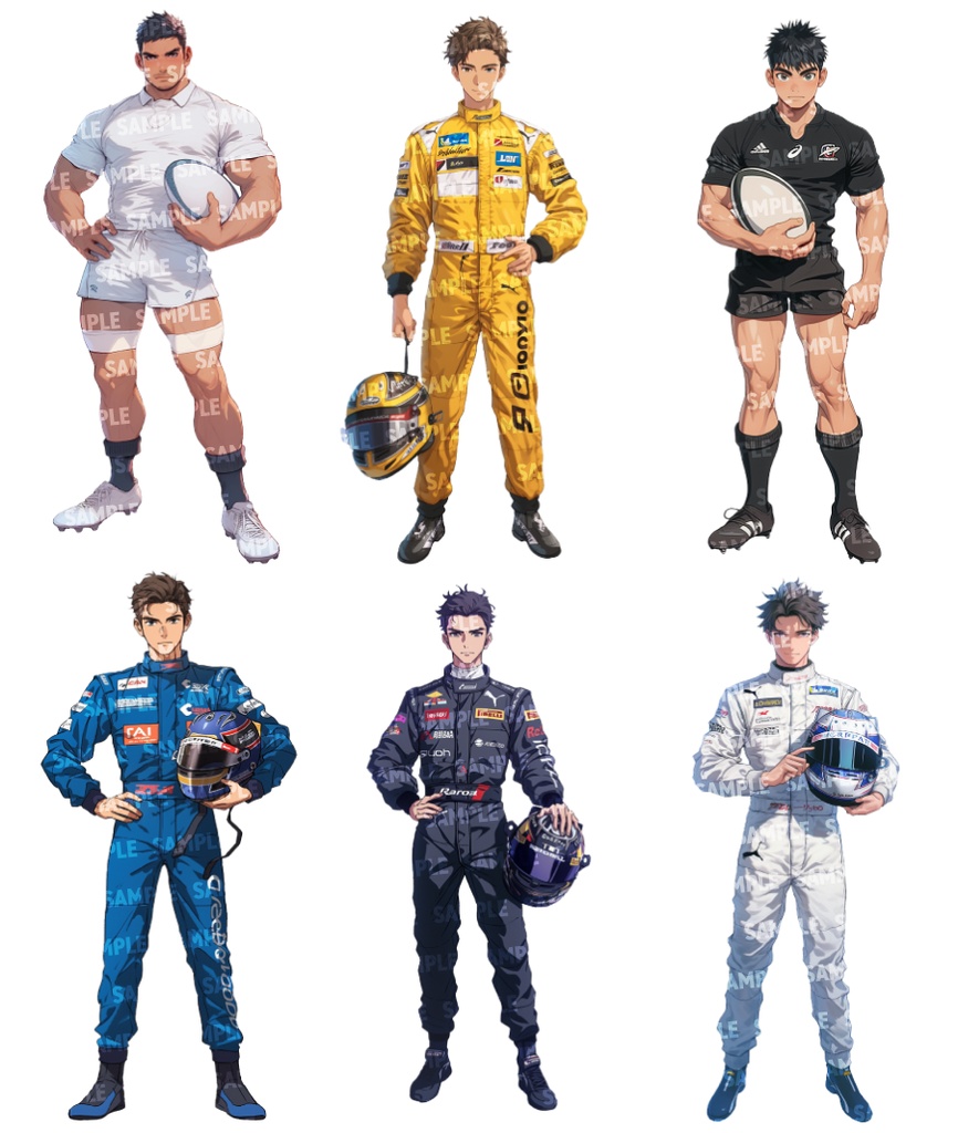 【立ち絵60点】スポーツ|男性/差分あり(png)
