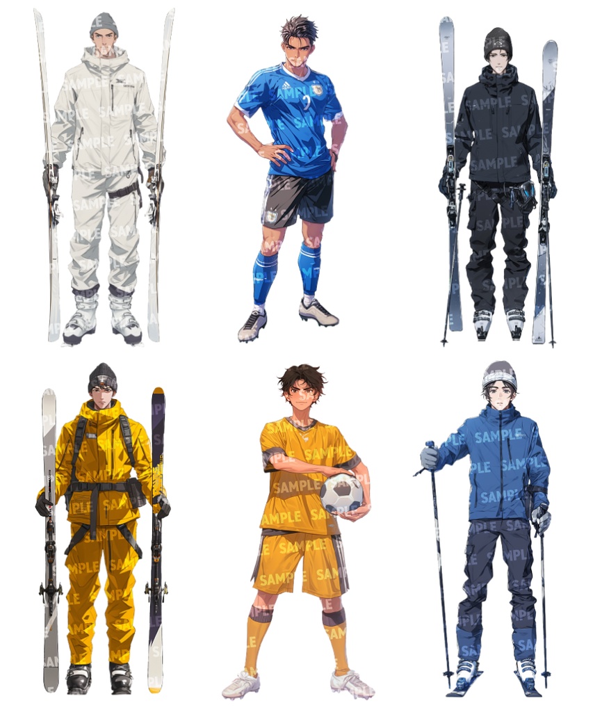 【立ち絵60点】スポーツ|男性/差分あり(png)