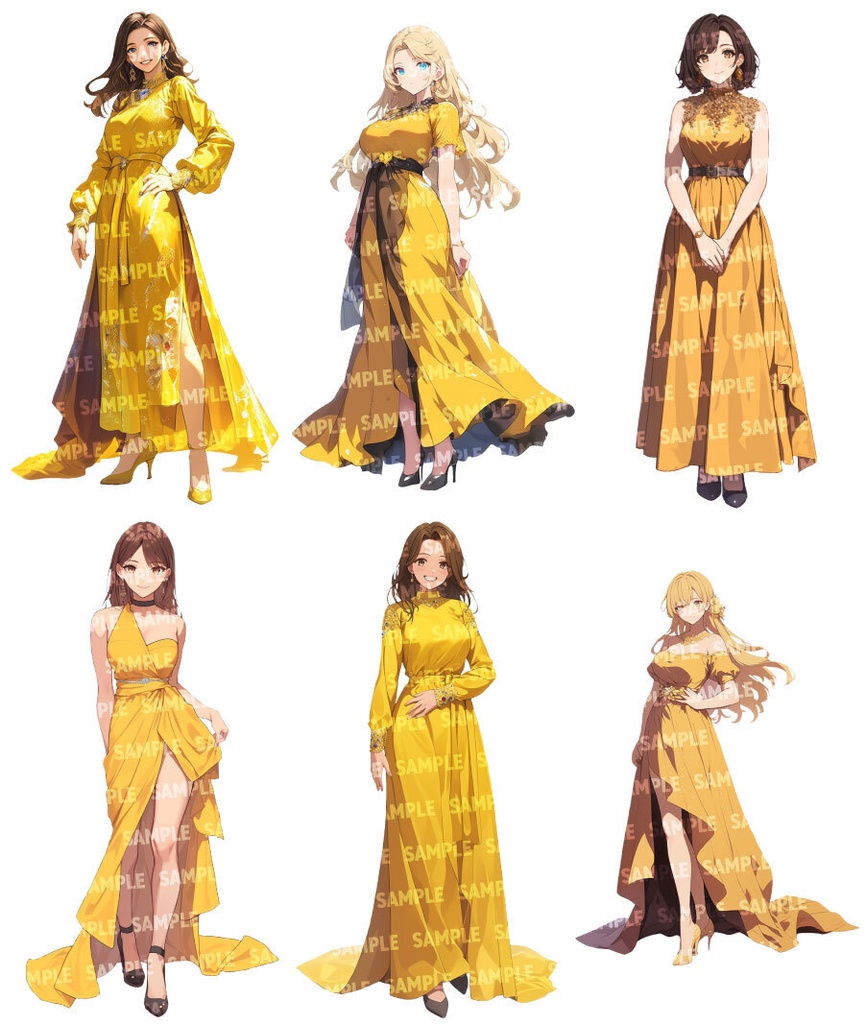 【立ち絵30点】パーティードレス|女性/差分あり(png)