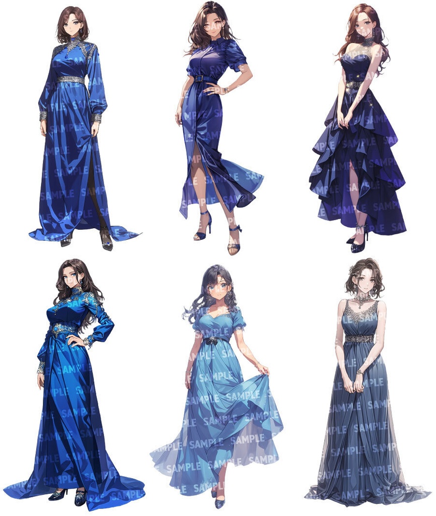 【立ち絵30点】パーティードレス|女性/差分あり(png)