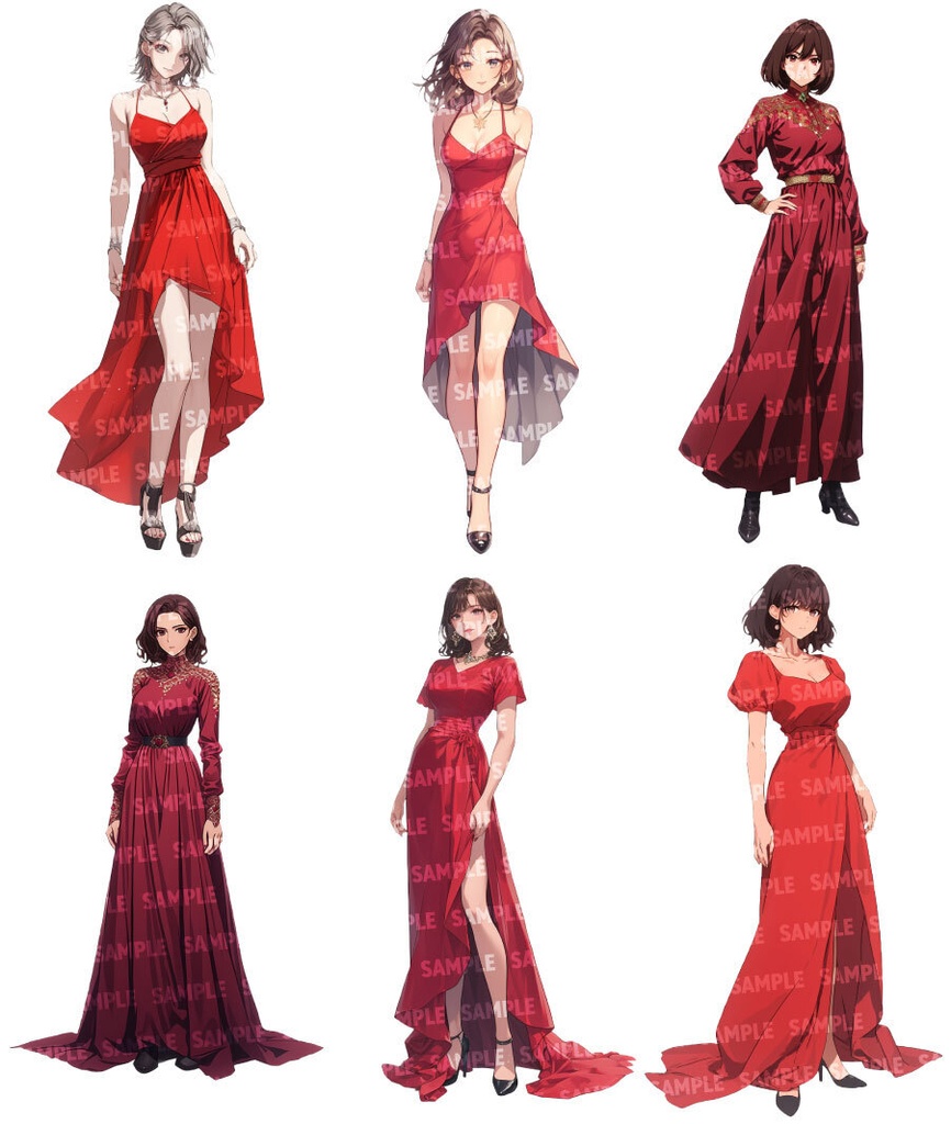 【立ち絵30点】パーティードレス|女性/差分あり(png)