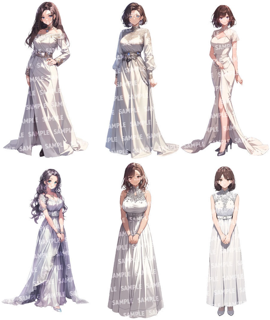 【立ち絵30点】パーティードレス|女性/差分あり(png)