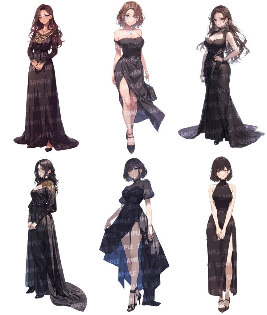 【立ち絵30点】パーティードレス|女性/差分あり(png)