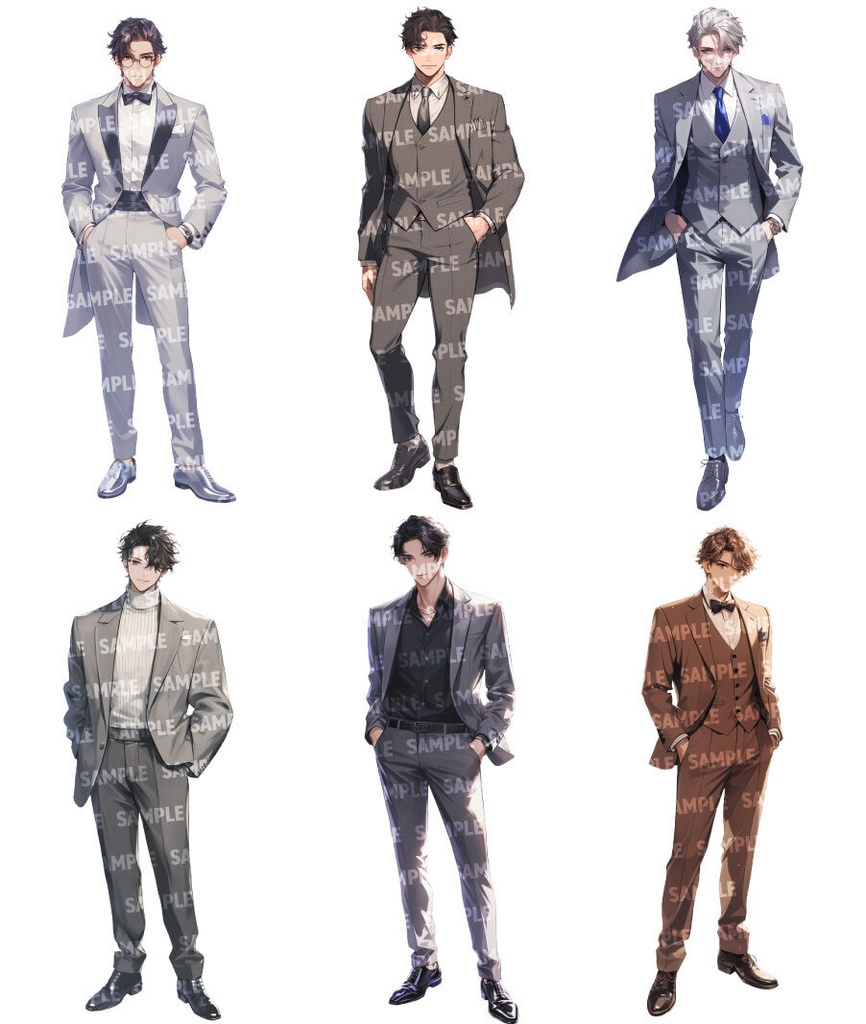 【立ち絵30点】パーティスーツ|男性/差分あり(png)