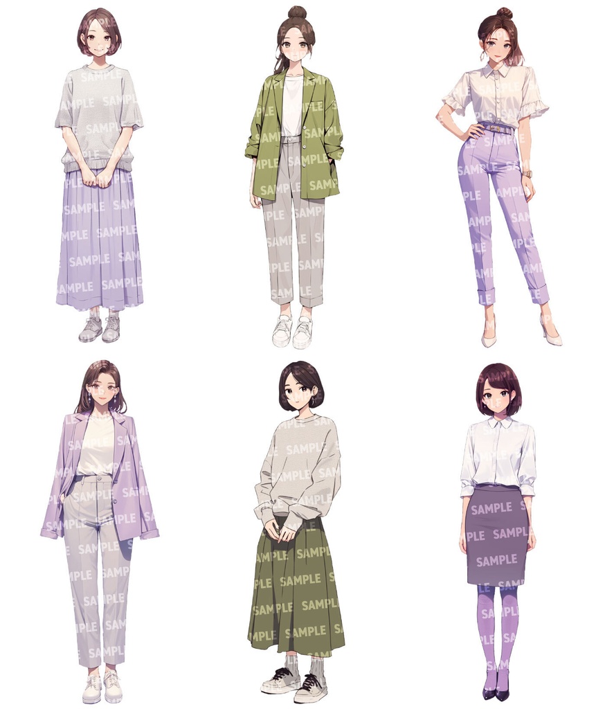 【立ち絵60点】オフィスカジュアル|女性/差分あり(png)