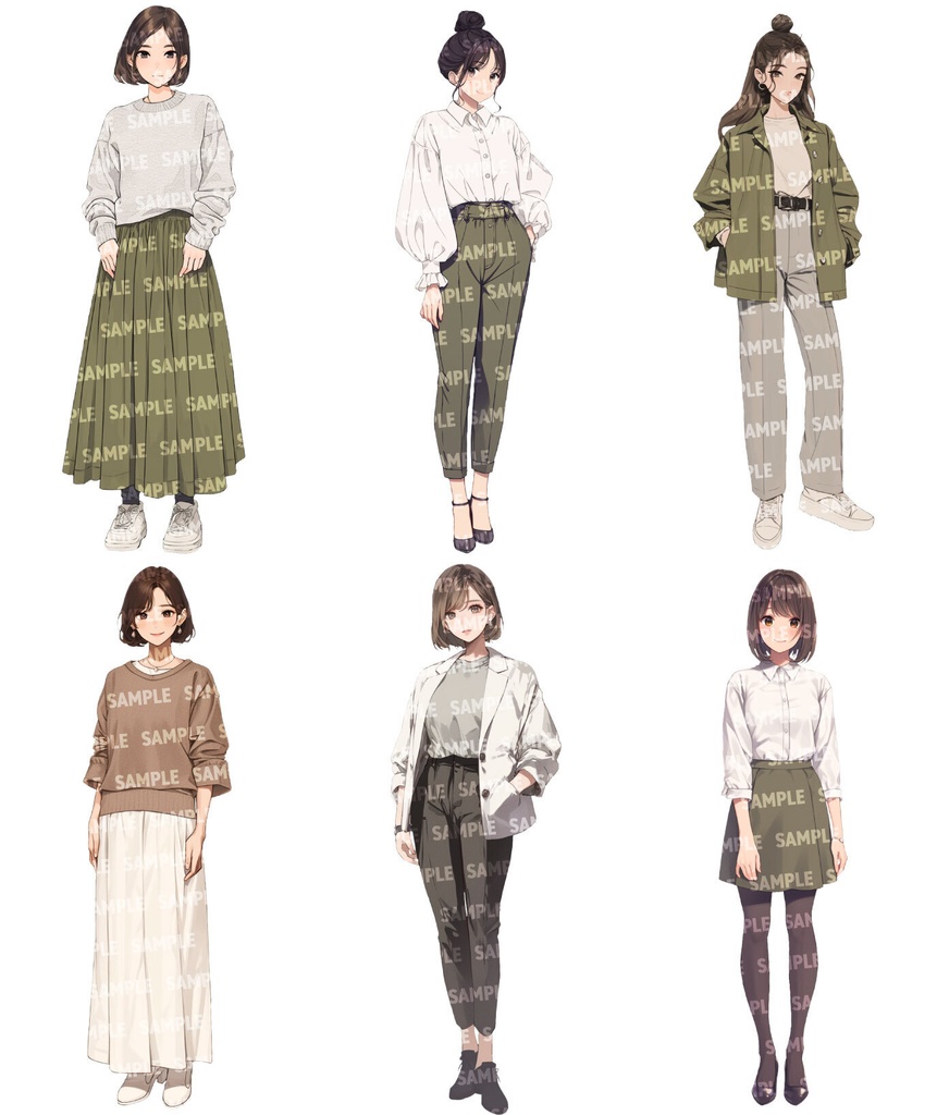 【立ち絵60点】オフィスカジュアル|女性/差分あり(png)