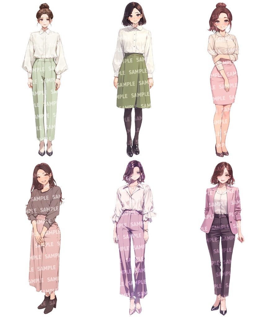【立ち絵60点】オフィスカジュアル|女性/差分あり(png)