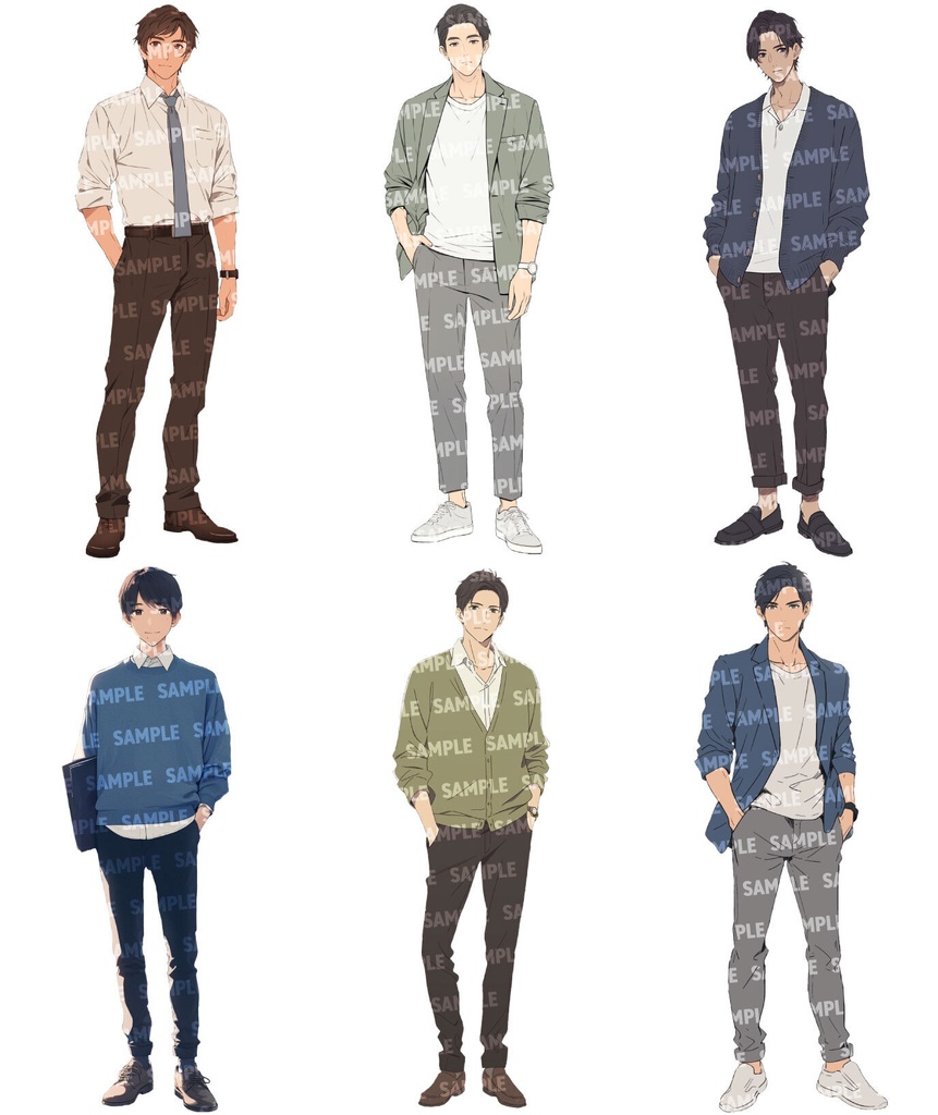 【立ち絵60点】オフィスカジュアル|男性/差分あり(png)