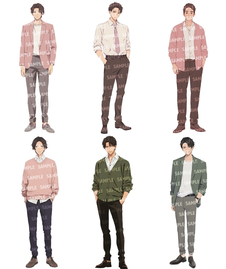 【立ち絵60点】オフィスカジュアル|男性/差分あり(png)
