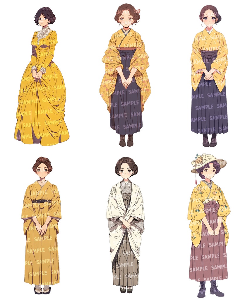 【立ち絵30点】明治・大正風|女性/差分あり(png)