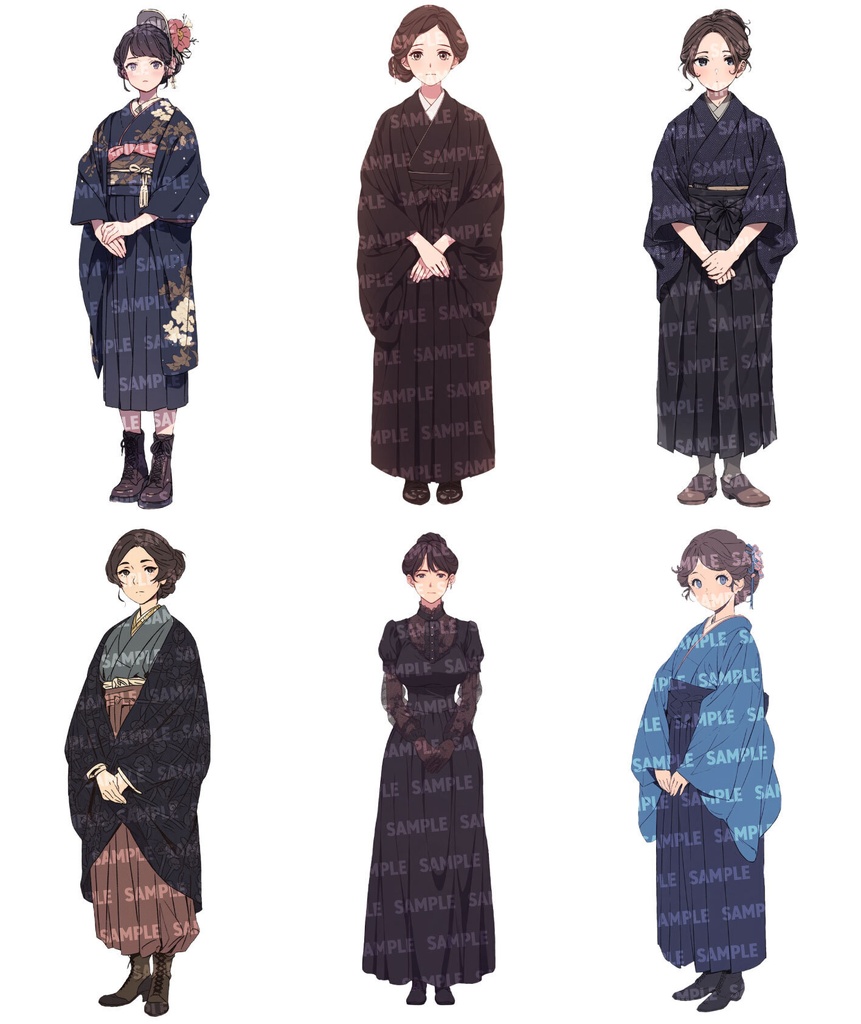 【立ち絵30点】明治・大正風|女性/差分あり(png)