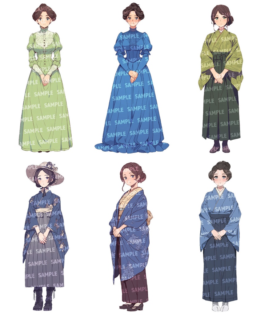 【立ち絵30点】明治・大正風|女性/差分あり(png)