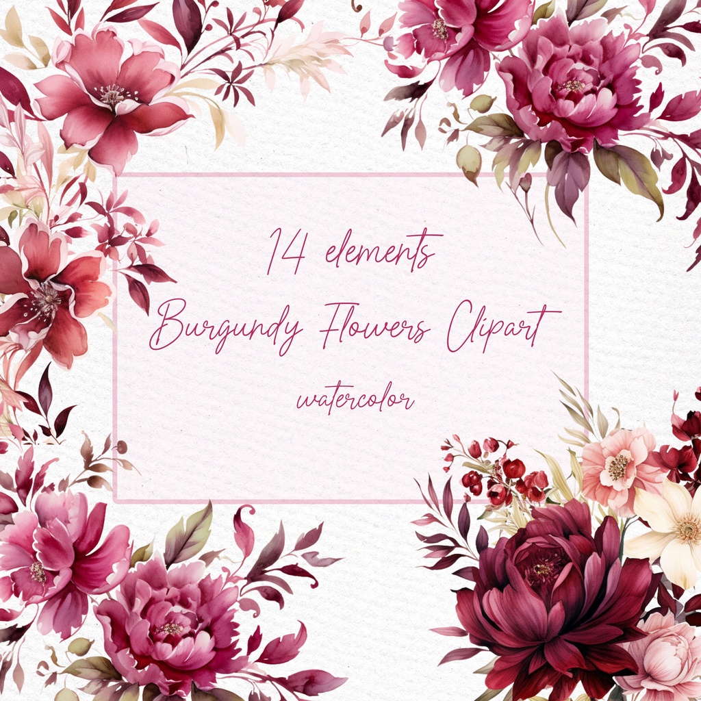 Burgundy Flowers Clipart: "BURGUNDY PEONY FLOWERS" Maroon Bouquets Wedding Graphics Watercolor Flowers Burgundy Peony Png
