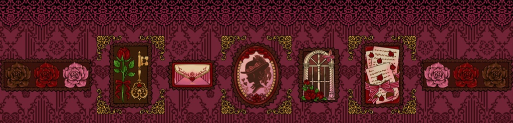 【再アップ】+薔薇と恋文+ペンケース(ワイン)