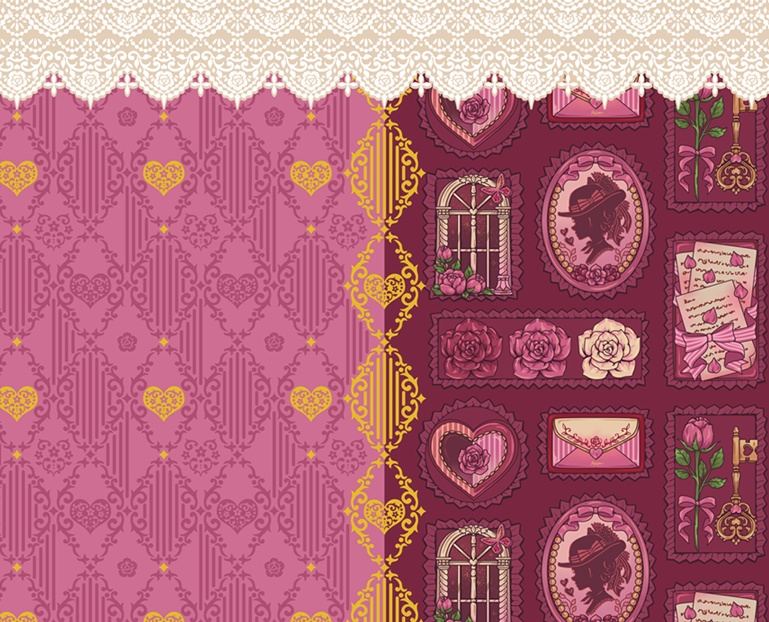 +薔薇と恋文+ポーチ(ピンク)