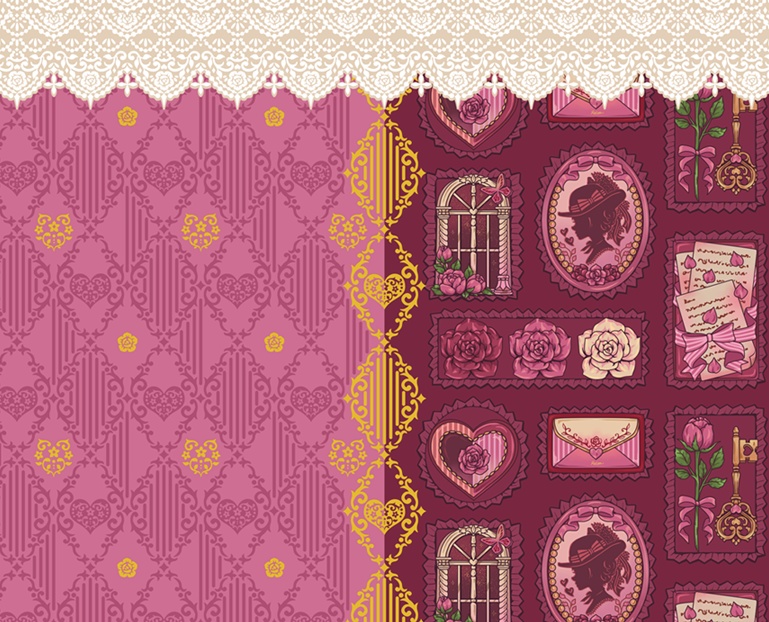 +薔薇と恋文+ポーチ(ピンク)