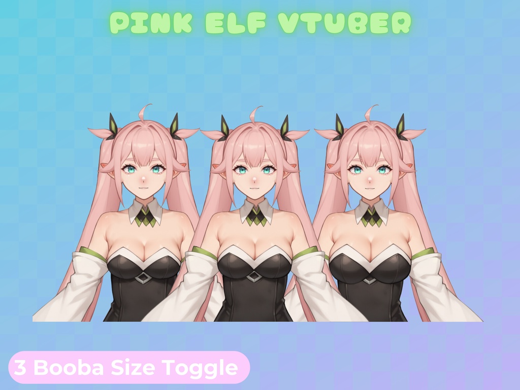 Pink Green Elf Girl Full Body Vtuber Mode【live2dモデル/live2d model】