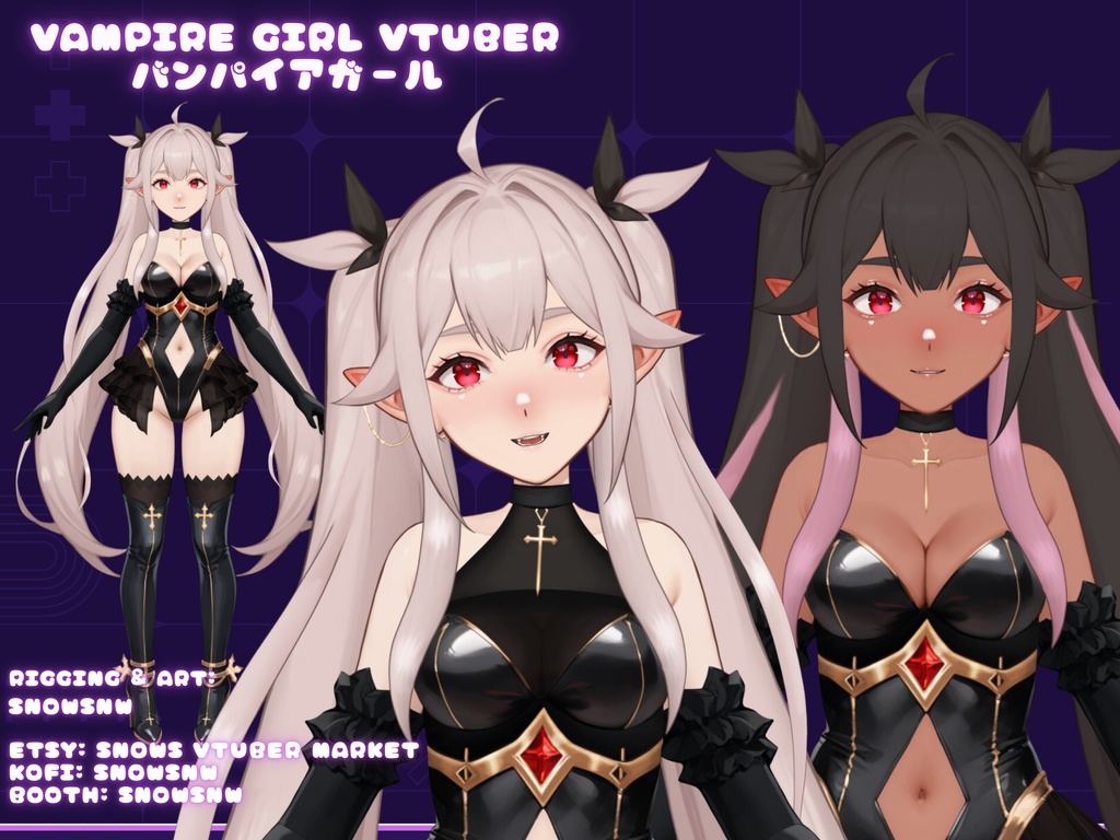 Vampire GirlFull Body Vtuber Model 【live2dモデル/live2d