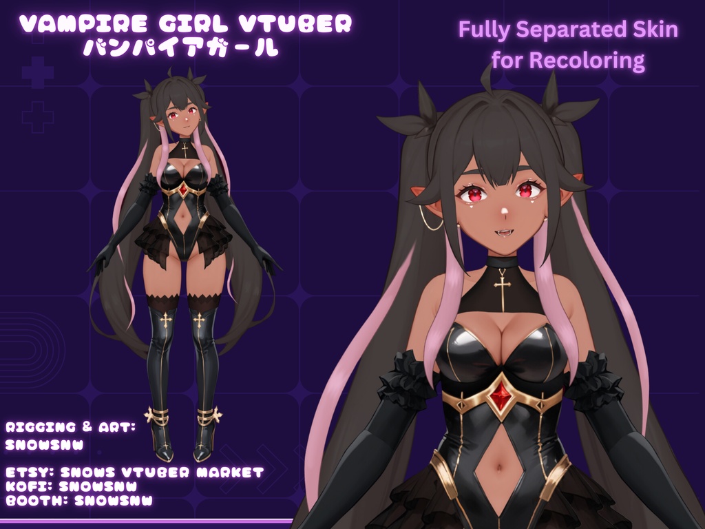 Vampire GirlFull Body Vtuber Model 【live2dモデル/live2d model】