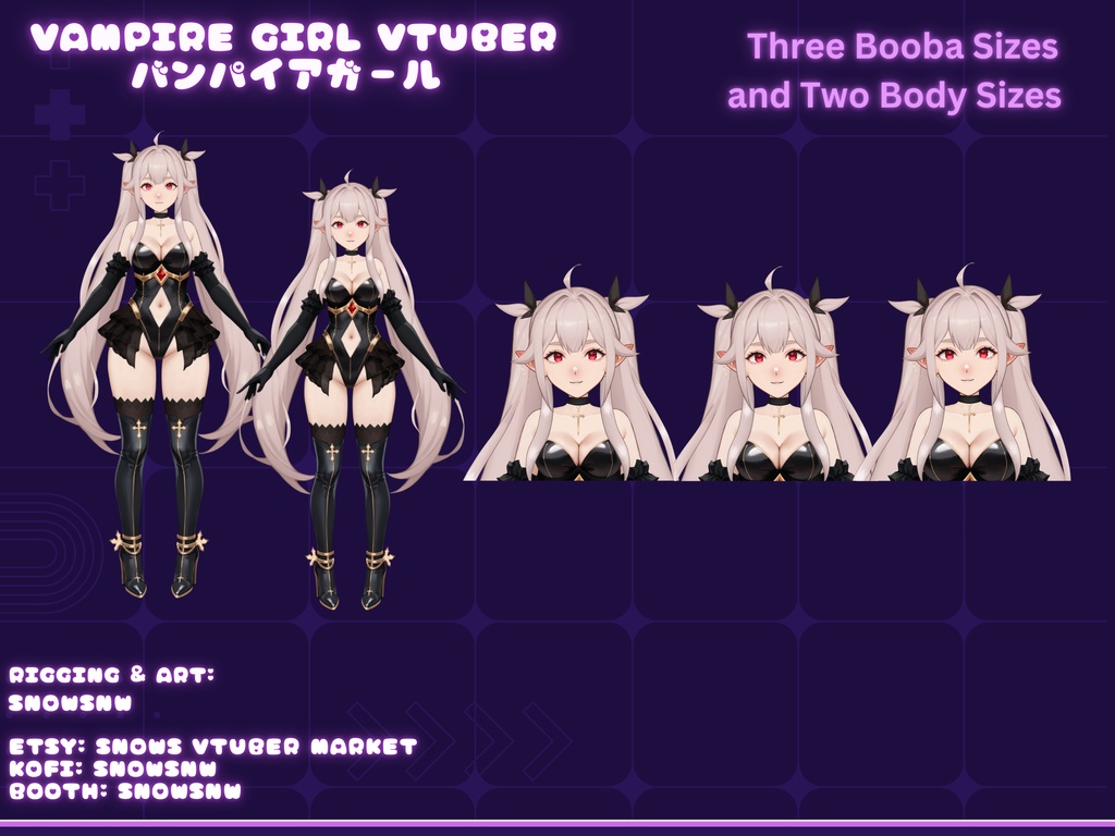 Vampire GirlFull Body Vtuber Model 【live2dモデル/live2d model】