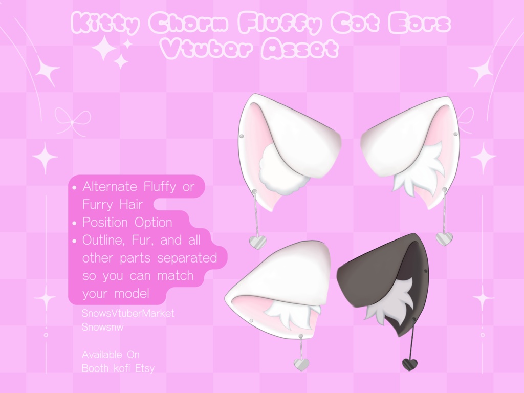Kitty Charm Fluffy Cat Ears Vtuber Asset
