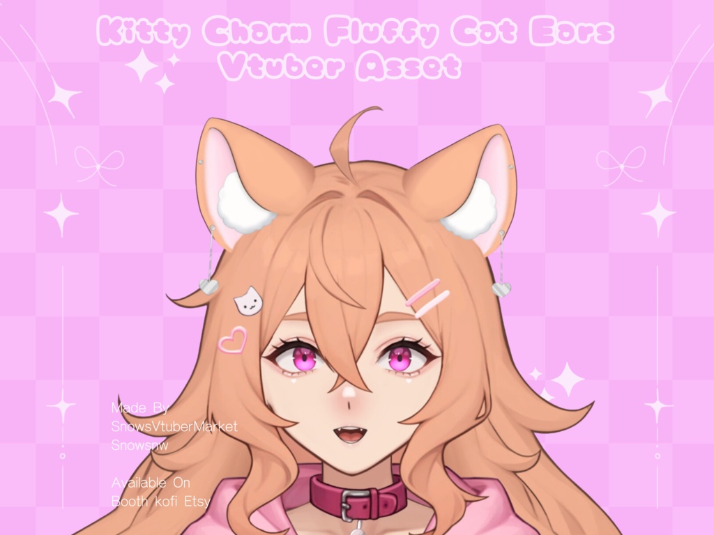 Kitty Charm Fluffy Cat Ears Vtuber Asset