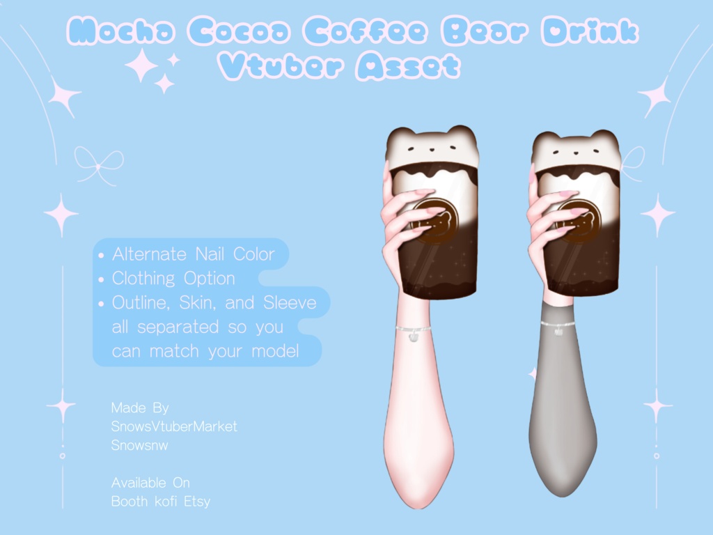 Mocha Cocoa Coffee Bear Drink Vtuber Asset | Ready to Use