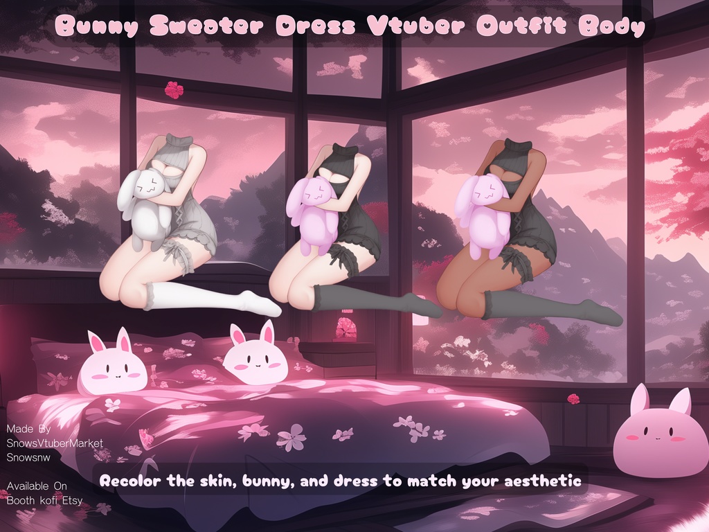 Bunny Sweater Dress Vtuber Outfit Body | Ready to Use