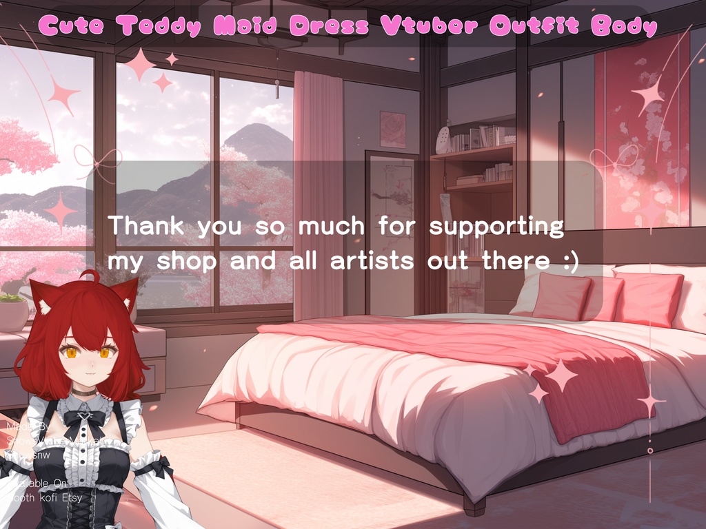 Black Teddy Maid Dress Vtuber Outfit Body | Ready to Use