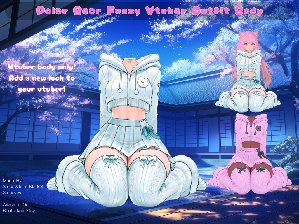Polar Bear Fuzzy Vtuber Outfit Body | Ready to Use
