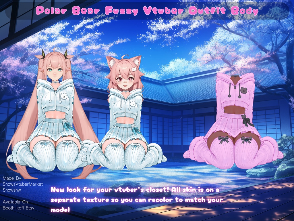 Polar Bear Fuzzy Vtuber Outfit Body | Ready to Use